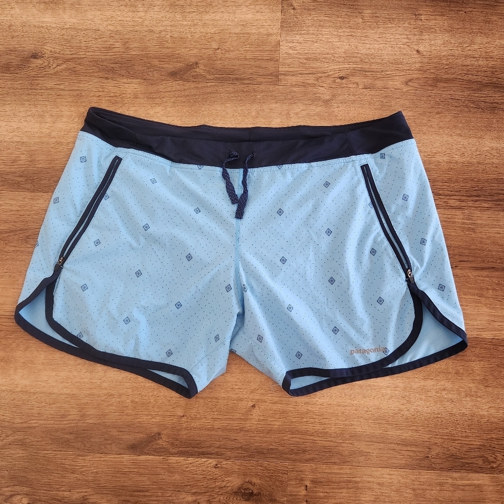 Patagonia Light Blue and Navy Athletic Shorts